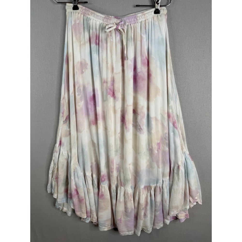 Z Supply Maxi Skirt Womens M Multicolor Tie Dye Boho Tiered Ruffle Fairycore